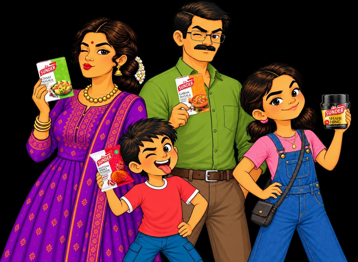 The Sunder family holding their favourite spices